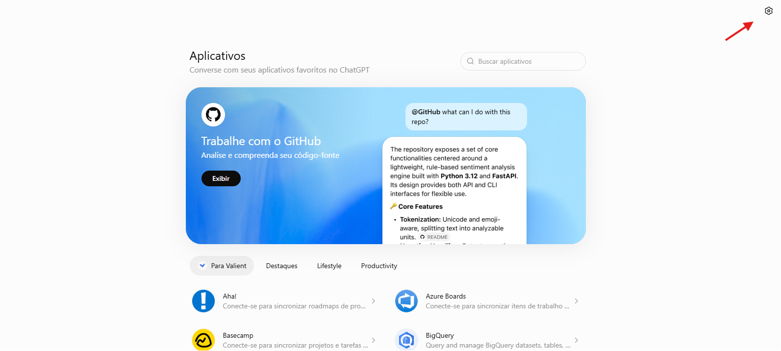 Abra as configuracoes dos aplicativos